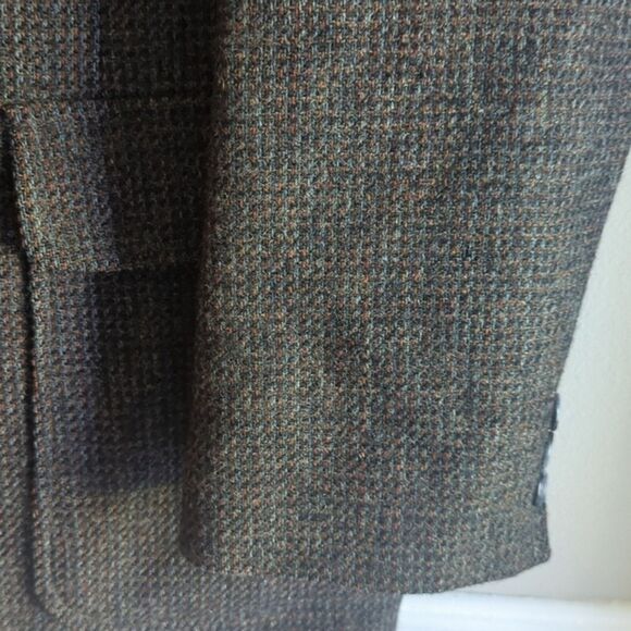 Men's VTG Imperial by Haggar Dark Grey Tweed Sports Coat 44" Wool 2 button - Picture 4 of 11